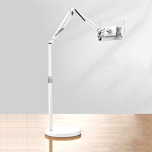 Support pour tablette réglable blanc 1m80 avec base ronde stable