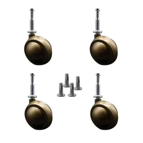 2 Inch Swivel Metal Ball Caster Wheels for Furniture-Windsor Antique Brass Finish Stem Casters with 5/16 Grip Neck Stem-Sockets For Wood Included-300lbs. Total Capacity-Set of 4 - Service Caster Brand