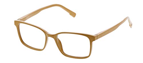 Peepers by PeeperSpecs Hans Focus Square Blue Light Filtering Reading Glasses, Mustard, 53 mm + 1.5
