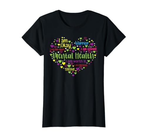 Sensibilisation à la santé mentale Heart End The Stigma Support T-Shirt Graphique avec Valeur, Femme, Noir, XS