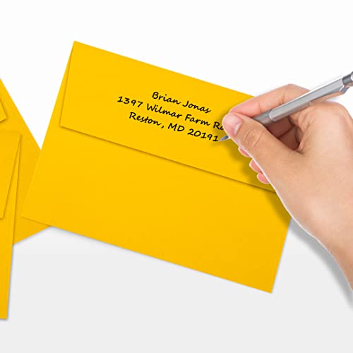 Luxpaper A7 Invitation Envelopes | Peel & Press | 5 1/4" X 7 1/4" | Sunflower Yellow | 80Lb. Text | 50 Qty #TOP5