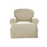 SureFit Duck Solid T-Cushion Chair Cover, Relaxed Fit, 100 Percent Cotton, Machine Washable, 1 Count (Pack of 1), Natural