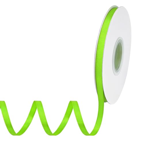 Ribreeze 50 Yards Double Faced Lime Green Satin Ribbon 1/4 inch Solid Ribbon for Gift Wrapping Crafts Wedding Decoration Bow