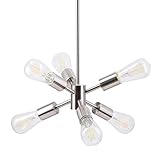 Linea di Liara Stella Medium Brushed Nickel Sputnik Light Fixture Mid Century Modern Chandelier Light Fixtures Ceiling Sputnik Pendant Lighting Starburst Chandelier, LED Bulb Included, UL Listed