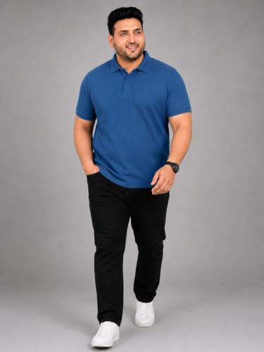 Image of INKKR Plus Size Solid Men's Polo Neck T-Shirt