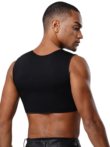 ACSUSS Men\'s Protective Gear Undershirt Chest Support Compression Vest Sleeveless Crop Tank for Gym Black X-Large