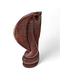 Kinaree Massivholz Kobra Schnitzerei - Thailändische Redwood Skulptur Einer Schlange - Verschiedene Größen der Cobra Statue - Reptilien Nachbildung aus Holz (Klein)
