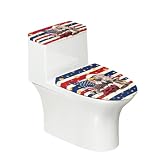 Pwoqzuy 4th of July Toilet Seat Cover 250th Anniversary Bathroom Decor Eagle Toilet Lid and Tank Cover for 250 Years Easy to Clean Durable Dustproof for Semiquincentennial,Universal Fit 2 PCS
