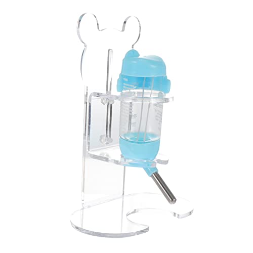 GRIRIW Sturdy Hamster Drinking Fountain 2-Piece Acrylic Bottle Rack Leak- Feeder Holder