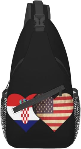 Mochila bandolera negra unisex con banderas