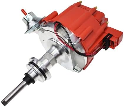 A-Team Performance - Complete HEI Distributor 65K Coil - Compatible with Mopar Chrysler Dodge Plymouth V8 Engines 273 318 340 360 One-Wire Installation Red Cap