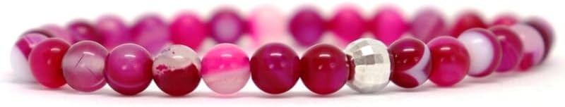 Happy_Shop Natural Cranberry Sardonyx 6mm Round Shape Smooth Cut Beads 6.5 Inch Stretchable Bracelet For Men & Women. Unisex Bracelet For Healing, Meditation, Prosperity, Gift &...