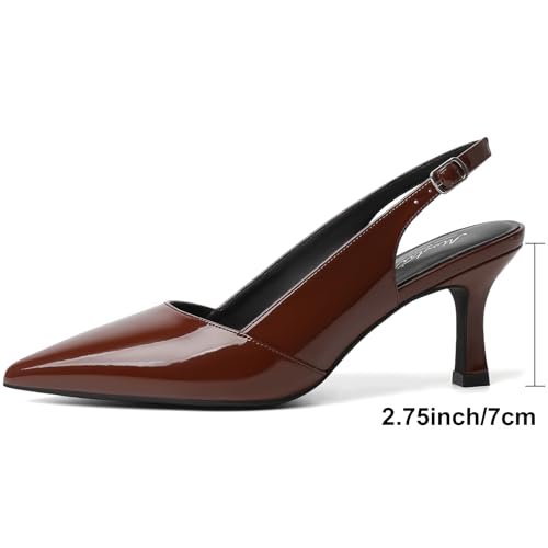 Image of Mostrin Kitten Heels for Women Slingback Pointed Closed Toe Heels Women's Pumps Shoes for Wedding, Party, Commuting