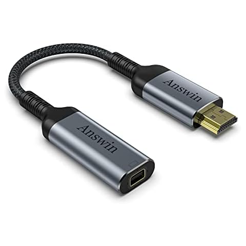 Answin HDMI to Mini DisplayPort Adapter, 4K HDMI to Mini DisplayPort Active HDMI 1.4 Source for Xbox One/360, PC/Laptops to Mini DP 1.2 Out Monitor with DisplayPort/Mini DisplayPort Cover