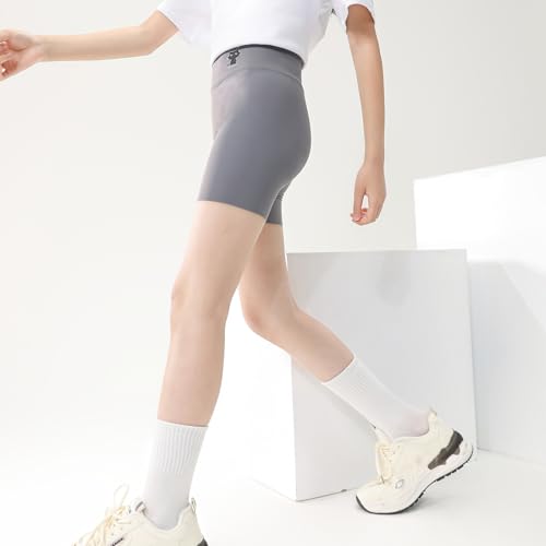 Meeshine Short esportivo infantil para motoqueiro, corrida, academia, cintura alta, ioga, dança, ela