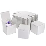 Jucoan 100 Pack White Paper Gift Boxes with Lids, 4 x 4 x 4 Inch Paper Gift Wrap Box for Wedding, Br