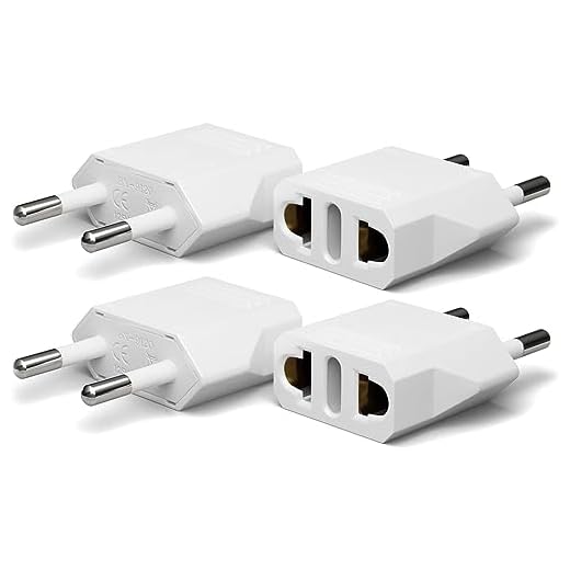 Unidapt European Plug Adapter Power Converter, Travel from USA US to EU Europe, European Travel Plug Adapter, Italy Plug Adapters, International Outlet Adaptor, America to Euro Outlets, Type C 4-Pack