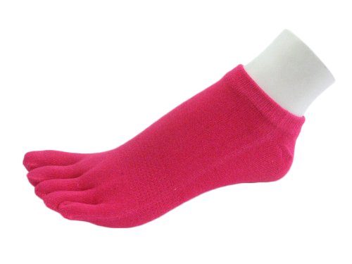 COUVER 5 Finger Hot Pink Men's/Women's No Show Toe socks Premium Quality