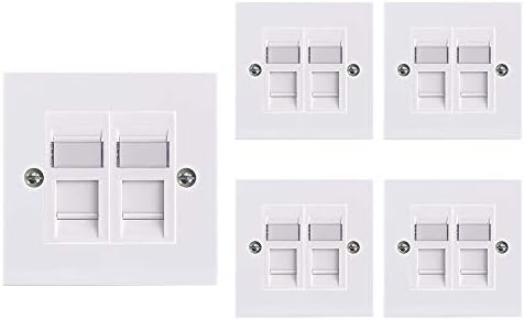 VCE RJ45 Socket Cat6 Ethernet Wall Socket Double Port Flat Face Wall Plate For CAT6/CAT5E/CAT5 Network Cable With Network Modular 5 Sets