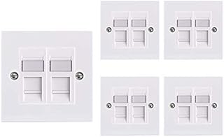 VCE RJ45 Socket Cat6 Ethernet Wall Socket Double Port Flat Face Wall Plate For CAT6/CAT5E/CAT5 Network Cable With Network Modular 5 Sets