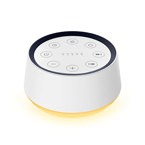 White Noise Machine Sound Machine with 30 Soothing Sounds for Sleeping 12 Colors Night Light Plug in Brown Noise Machine Adults Baby Kids Sleep Machine Memory Function 36 Volume Level 5 Timer for Home