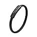 Geoffrey Beene Men's Braided Genuine Leather Fashion Bangle Bracelet with Stainless Steel Clasp (Black)