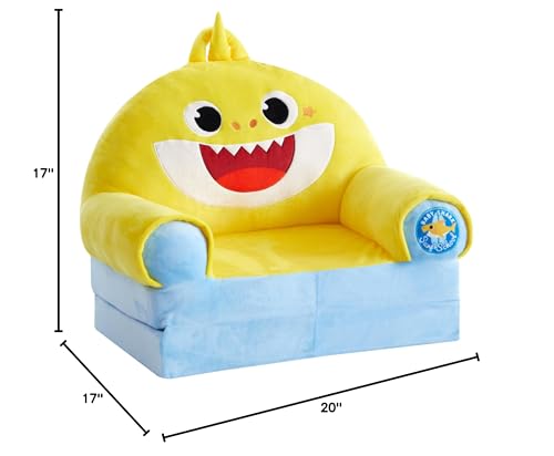 Baby Shark Kids Figural 2 in 1 Plush Flip Out Sofa Chair to Sleeper Couch