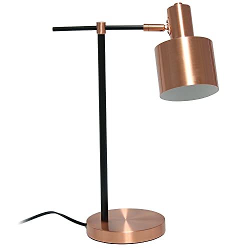 Lalia Home Mid Century Modern Industrial Metal Table Lamp With On/Off Rocker Switch - Rose Gold #TOP8