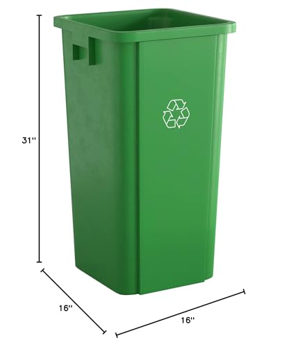 Image of 23 Gallon Green Square Commercial Trash Can