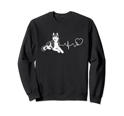Siberian Husky Dog Heartbeat Sweatshirt, Black