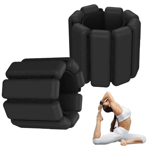 Tragbare Gewichtsmanschetten, 2 Stück Verstellbare Handgelenkgewichte, 2 lb Handgelenk Gewichte Set, Knöchelgewichte, Tragbares Handgelenk, Silikon Fitness Gewichte, für Joggen, Yoga (Schwarz)