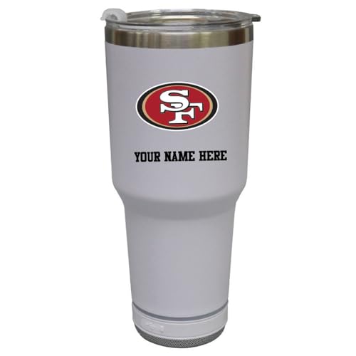 The Memory Company White San Francisco 49ers Personalized 30oz. Stainless Steel Bluetooth Tumbler