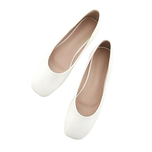 Image of ChaiRong Zhou Women Square Toe Ballets Flats Comfort Slip On Walking Shoes for Driving