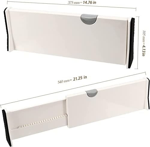 HEIHAK 6 Pack 15-21 Inch Adjustable Drawer Dividers, Expandable Adjustable Drawer Separators with Anti-Scratch Foam Edges for Kitchen, Bedroom, Office Drawers