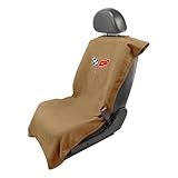 Seat Armour Seat Protector Towel for Corvette C8 - Soft Machine Washable Car Seat Cover Towel - Easy to Install, Multipurpose Car Seat Towel - Tan