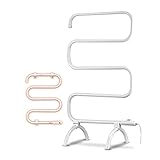 ◆ Calentador de toallas, Rejilla para secado de toallas eléctrico de 5 barras para el baño doméstico, Colgador de toallas de diseño independiente y montado en la pared, Calentador de toallas, Blanco / Negro