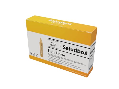 Hair Forte 20 Viales Bebibles ALTAMENTE CONCENTRADO, Complemento alimenticio, Fortalece el cabello y ayuda a prevenir su caída | Vegano, Sin Gluten, Sin conservantes | SaludBox