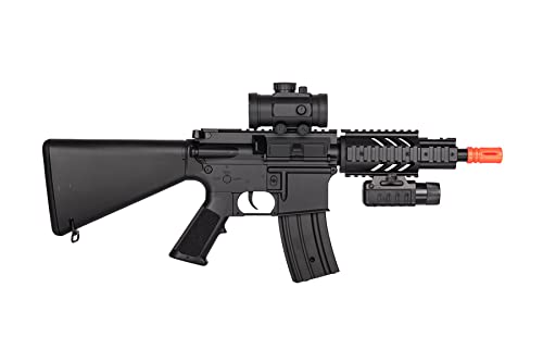 Golden Ball & DE M4 CQC Fully Automatic Electric AEG Airsoft Rifle w/Flashlight and Scope (Battery & Charger Included) -Airsoft Fixed Stock Golden Ball & DE M4 CQC Fully Automatic Electric AEG Airsoft Rifle w/Flashlight and Scope (Battery & Charger Included) -Airsoft Fixed Stock