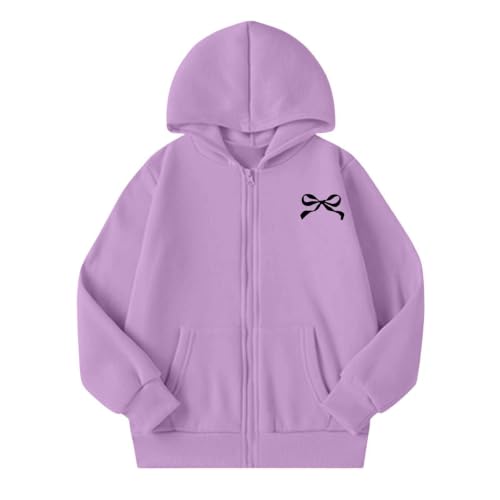 Sweatshirts for Girls Cute Zip Up Hoodie Long Sleeve Bow Tops Pocket - image 7