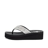 Yellow Box Women's Penny Flatform Sandal, Wedge Platform Flip-Flop, Round Toe, Medium-High Heel, MellowMat Collection (Clear, 8)