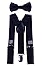 BODY STRENTH Kids Boys Girls Suspenders Strong Clips With Bow tie Set Black