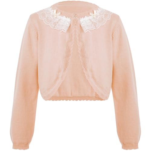 JEYPINMI Little Girls' Cropped Sweaters Tops Button Closure Bolero Cardigan Shrug Knitwear