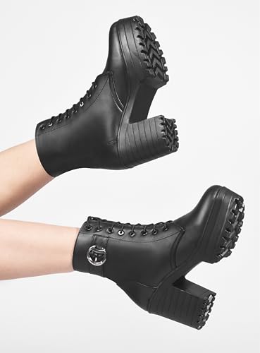 Image of JM LOOKS Women's Lace-Up Platform Block Heel Boots | Stylish and Comfortable for Any Occasion