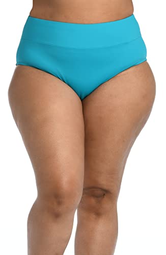 Image of La Blanca Women's Island Goddess High Waist Bikini Swimsuit Bottom, Turquoise, 22 Plus