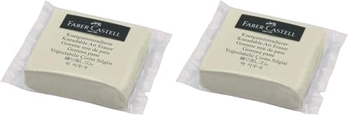 Image of Faber-Castell Kneadable Art Eraser, White, Single, for Art, Craft, Drawing, Sketching, Home, School, University, Colouring (Pack of 2)