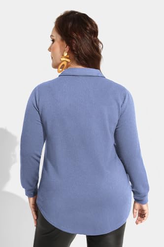RITERA-Womens-Plus-Size-Blouses-Waffle-Knit-Long-Sleeve-Shirts-Fall-Winter-Collared-Button-Down-Tops-XL-5XL