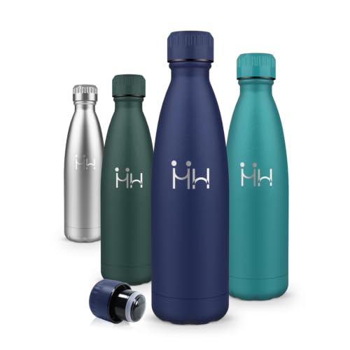 Motswedi Botella Termica 500ml, Cantimplora Infantil, a Prueba de Fugas, Botella Agua Acero Inoxidable, Cerradura Segura, Cantimplora, Termo Agua para Deporte, Oficina, Yoga - Azul mar profundo