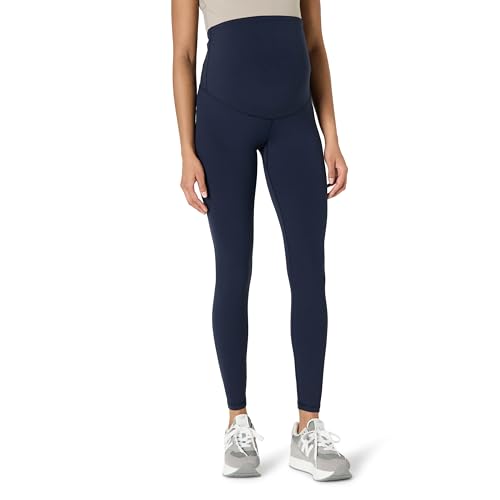 Amazon Essentials Mallas Deportivas FormFlex, Suaves y Largas, para Maternidad, sobre el Vientre, para Yoga, Entrenamiento y Embarazo Mujer, Azul Marino, L