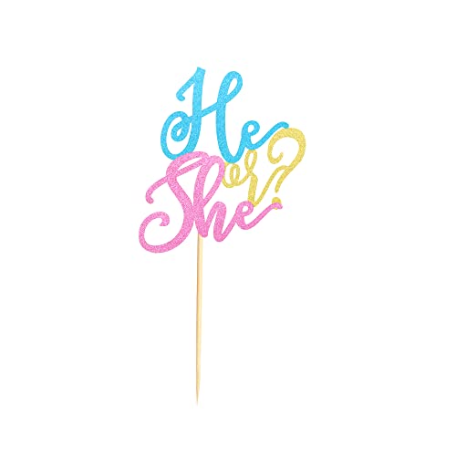 Arthsdite He Or She Cake Topper - Baby Gender Reveal Cake Topper For Party Decoration , He Or She Sign Cake Flag, Photo Booth Props, Unique Baby Shower Ideas #TOP2