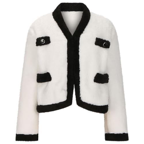 Jaquetas femininas forradas com lã de lã para mulheres de manga comprida com capuz felpudo térmico 2